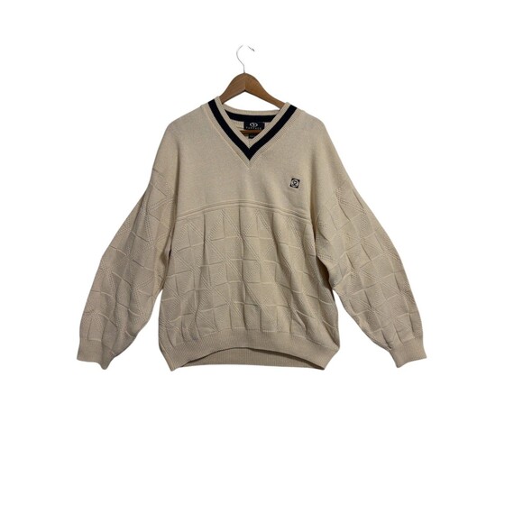 Vantage Other - Vantage Vintage Cable Knit Sweater Mens XL Cream V Neck‎ Golf Tennis 90s